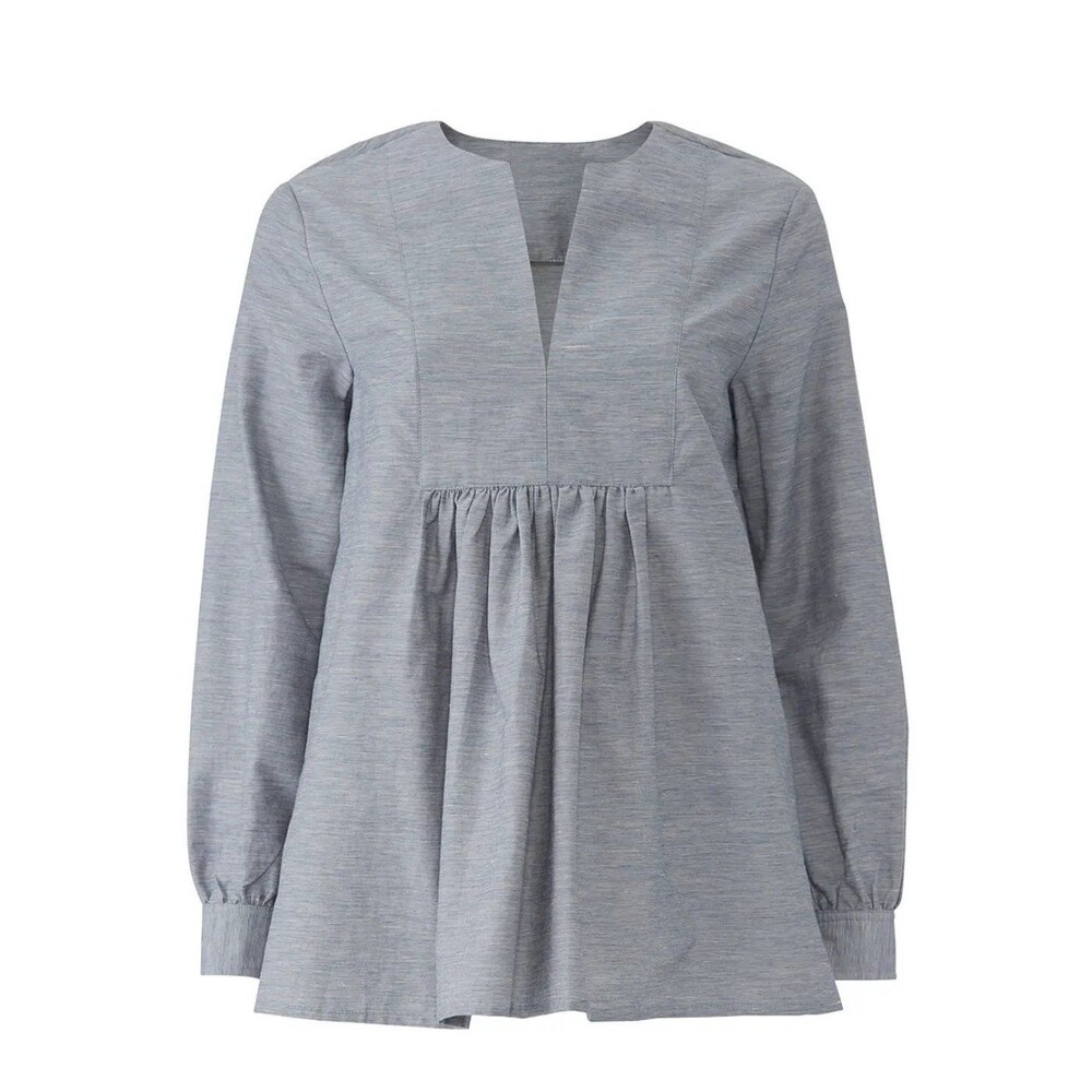 Co Designer Linen Front Bib Blouse Size XS Blue
